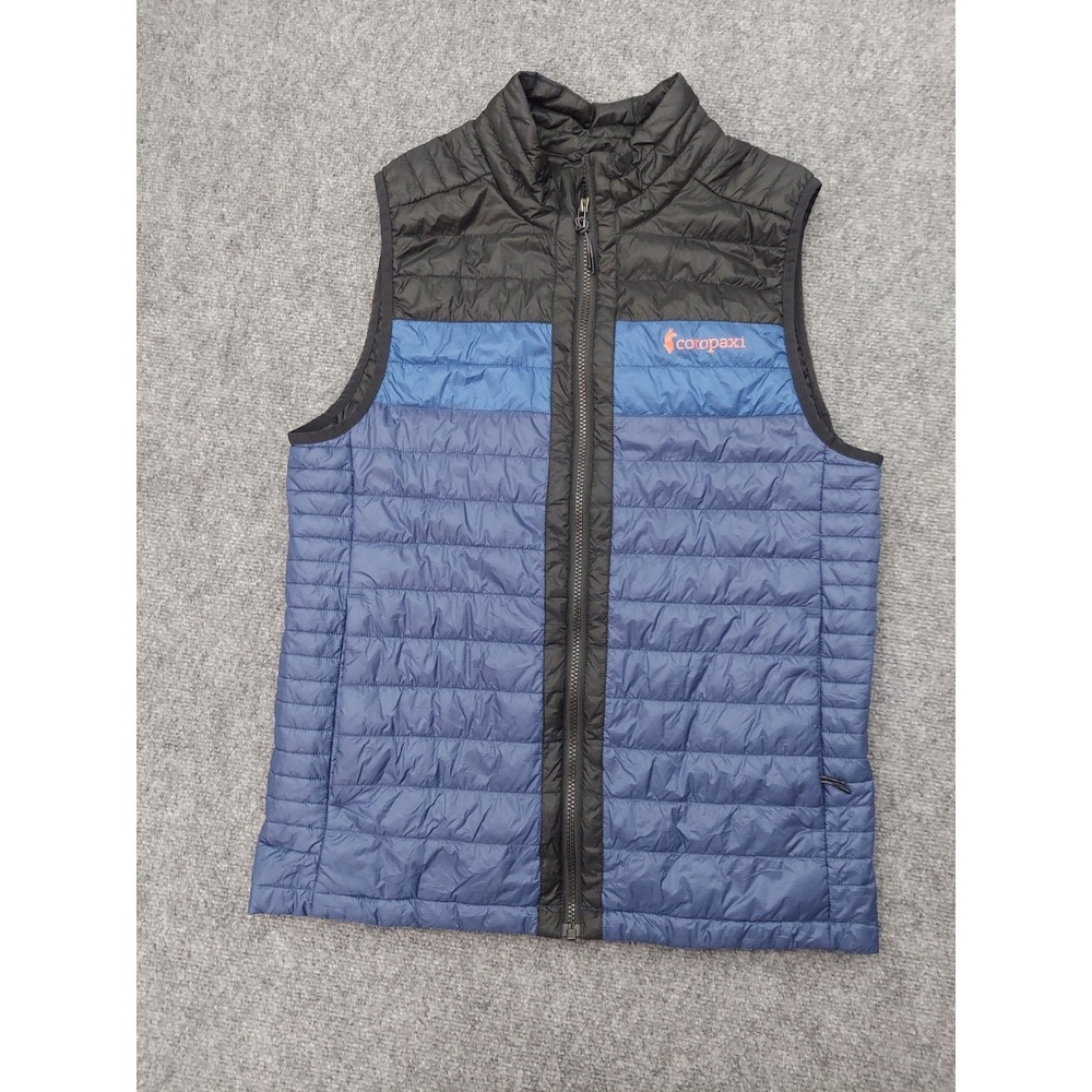 COTOPAXI Puffer jacket Vest mens Medium Blue Black Full Zip Mock Neck Packable